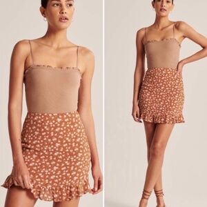 Abercrombie & Fitch Floral Ruffle Hem Mini Skirt